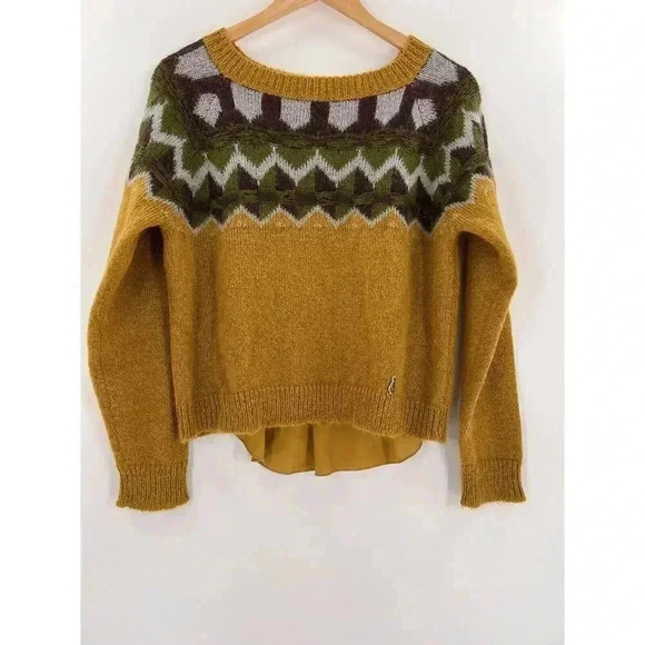 Siste's Made in Italy Gorgeous Mixed Fabric Design Mustard Yellow/Green XSMALL - Picture 6 of 10